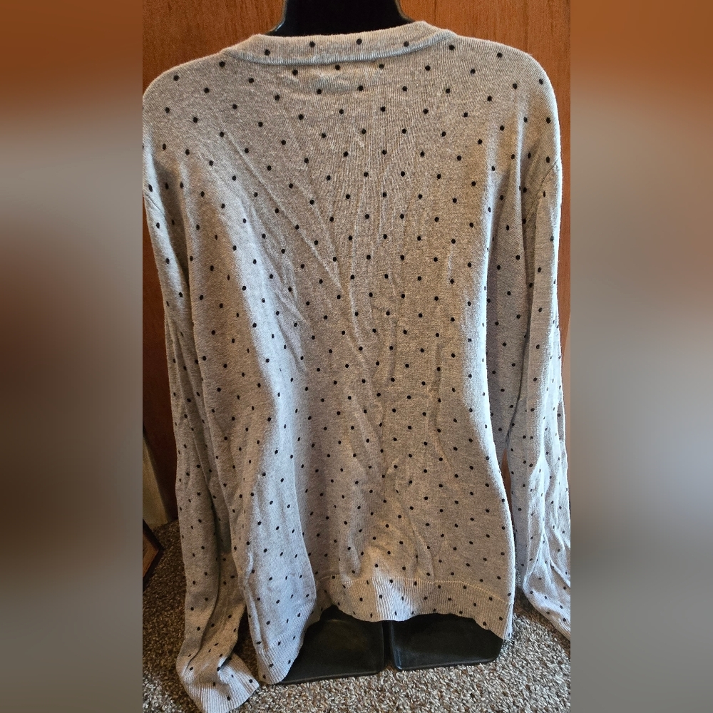 Basic Editions Gray Polka Dot Cardigan SzXXL NWT - Picture 4 of 5